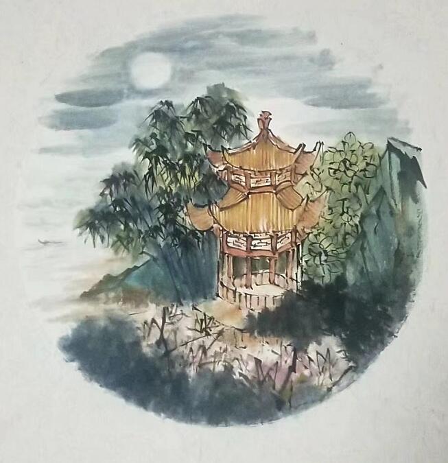 张建青绿山水画