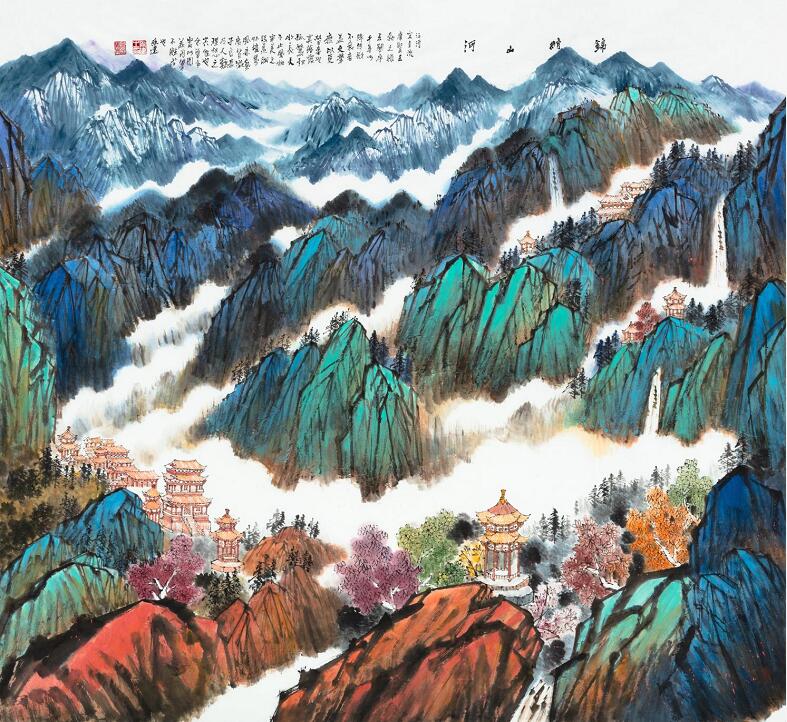 张建青绿山水画