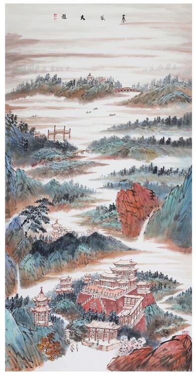 张建青绿山水画