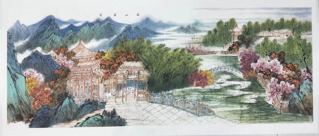 张建青绿山水画